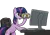 Size: 1200x850 | Tagged: safe, artist:anearbyanimal, edit, twilight sparkle, pony, unicorn, binoculars, chair, computer, female, image, mare, meme, png, ponified meme, reaction image, simple background, solo, transparent background, unicorn twilight, wingless, wingless edit