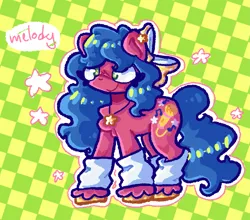Size: 2315x2037 | Tagged: safe, artist:toaestt, derpibooru import, melody, earth pony, pony, my little pony tales, bow, chest fluff, clothes, curly hair, ear piercing, earring, female, g1, hair bow, image, jewelry, leg warmers, necklace, piercing, png, solo, wavy mane