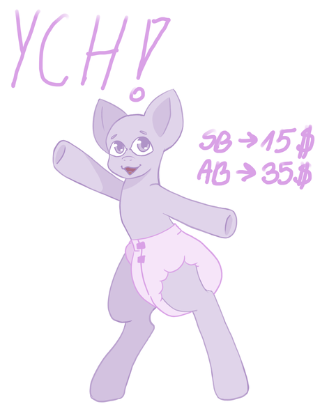 Size: 1880x2341 | Tagged: questionable, artist:mermaidkuki, derpibooru import, adult foal, bipedal, commission, diaper, diaper fetish, fetish, image, looking at you, nsfw, png, poofy diaper, showing off, simple background, solo, standing, standing on two hooves, ych example, ych sketch, your character here