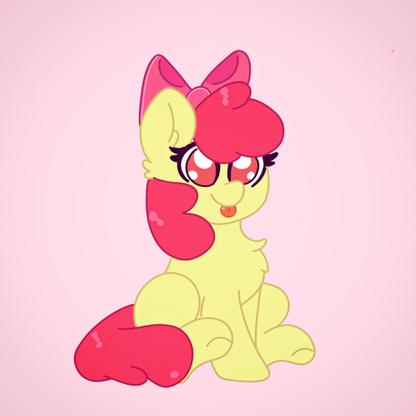 Size: 2342x2342 | Tagged: safe, artist:cinematic-fawn, derpibooru import, apple bloom, pony, image, jpeg, pink background, simple background, solo, tongue out