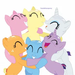 Size: 2048x2048 | Tagged: safe, artist:headshavepony, derpibooru import, applejack, fluttershy, pinkie pie, rainbow dash, rarity, twilight sparkle, twilight sparkle (alicorn), alicorn, earth pony, pegasus, pony, unicorn, bald, headshave, image, jpeg, mane six, shaved, shaved head, shaved mane