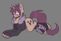 Size: 3544x2363 | Tagged: safe, artist:mxmx fw, derpibooru import, ponified, pony, unicorn, chest fluff, clothes, glasses, heterochromia, image, jpeg, lying down, mikey way, misfits, my chemical romance, sketch, socks, solo, sweater