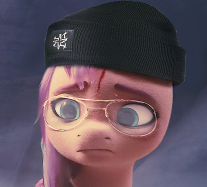 Size: 2333x2101 | Tagged: safe, artist:rsa.fim, artist:vice common, derpibooru import, edit, sunny starscout, beanie, concerned, g5, glasses, hat, image, png, scar