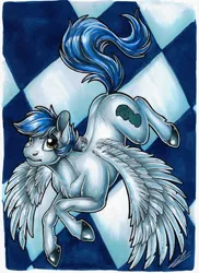 Size: 2537x3490 | Tagged: safe, artist:lupiarts, derpibooru import, oc, oc:chess, unofficial characters only, pegasus, pony, comic:what have i done, chess, chessboard, colored, drawing, female, illustration, image, jpeg, mare, pegasus oc, pegasus wings, solo, solo female, spread wings, traditional art, wings