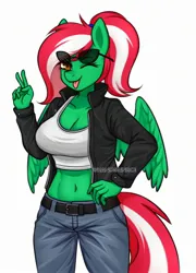 Size: 1597x2215 | Tagged: safe, artist:handgunboi, derpibooru import, oc, anthro, pegasus, pony, belly button, commission, image, jpeg, midriff, pegasus oc, wings