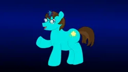 Size: 3264x1836 | Tagged: safe, artist:the double u, derpibooru import, oc, oc:star spark, unicorn, fanfic:the six knights of the night, chubby, fanfic art, glasses, gradient background, image, jpeg, magic, magic aura, ponysona, solo, waving at you