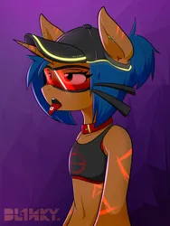Size: 3000x4000 | Tagged: safe, artist:core-ridor, derpibooru import, oc, oc:jester wink, unofficial characters only, semi-anthro, unicorn, abstract background, acid, baseball cap, cap, clothes, collar, drugs, female, goggles, hat, high res, image, jpeg, lsd, solo, tanktop