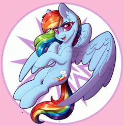 Size: 3000x3069 | Tagged: safe, artist:_ladybanshee_, derpibooru import, rainbow dash, pegasus, pony, backwards cutie mark, chest fluff, ear fluff, flying, full body, g4, image, jpeg, solo