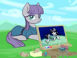 Size: 1600x1200 | Tagged: safe, artist:kovoranu, derpibooru import, boulder (pet), maud pie, earth pony, artist, g5, image, png, solo