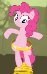 Size: 390x611 | Tagged: safe, derpibooru import, screencap, pinkie pie, earth pony, pony, daring don't, season 4, animated, bipedal, cute, female, gif, image, mare, solo, standing