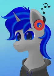 Size: 2480x3508 | Tagged: safe, artist:samenandsam, derpibooru import, oc, oc:sound shiver, unofficial characters only, pony, unicorn, clothes, head, hoodie, horn, image, male, png, smiling, solo