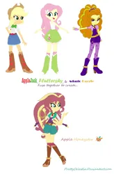 Size: 872x1326 | Tagged: safe, artist:prettycelestia, adagio dazzle, applejack, fluttershy, boots, fusion, gem, high heel boots, image, png, shoes, siren gem