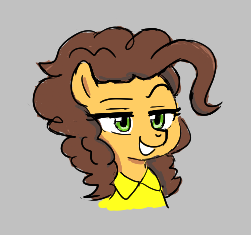 Size: 251x235 | Tagged: safe, artist:kabayo, derpibooru import, cheese sandwich, earth pony, pony, aggie.io, bust, clothes, female, gray background, grilled cheese (r63), image, lowres, mare, png, raised eyebrow, rule 63, shirt, simple background, smiling, smug, solo