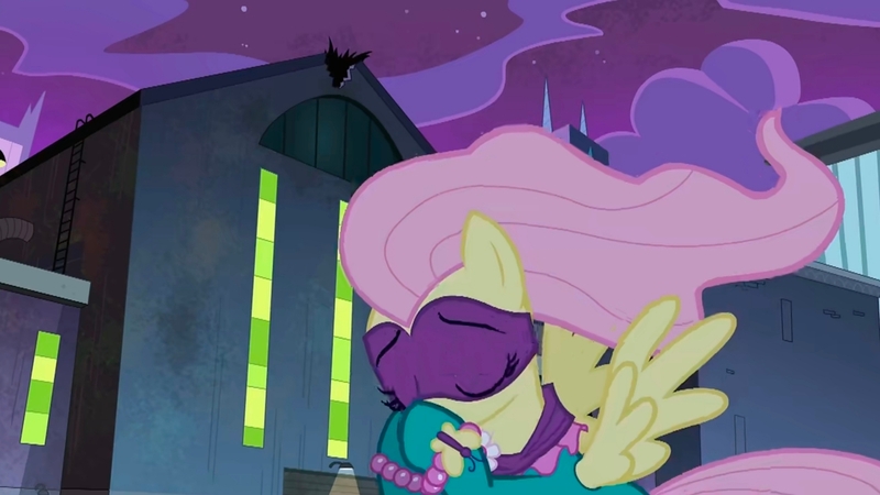 Size: 1912x1076 | Tagged: safe, derpibooru import, screencap, fluttershy, saddle rager, pegasus, pony, power ponies (episode), season 4, beautiful, eyes closed, female, image, jpeg, mare, power ponies, solo