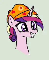 Size: 206x255 | Tagged: safe, artist:kabayo, derpibooru import, princess cadance, alicorn, pony, aggie.io, bust, female, gritted teeth, hat, horn, image, mare, png, portrait, simple background, smiling, solo, teeth