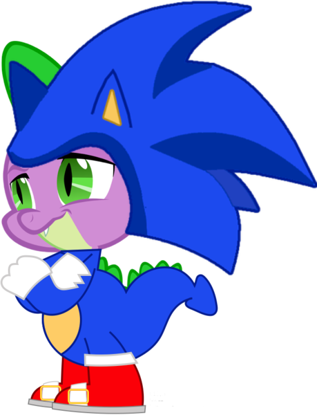 Size: 666x871 | Tagged: safe, artist:4-chap, artist:caffeinejunkie, artist:snicket324, derpibooru import, spike, dragon, clothes, costume, crossed arms, image, male, png, simple background, solo, sonic the hedgehog, sonic the hedgehog (series), transparent background