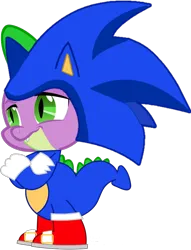 Size: 666x871 | Tagged: safe, artist:4-chap, artist:caffeinejunkie, artist:snicket324, derpibooru import, spike, dragon, clothes, costume, crossed arms, image, male, png, simple background, solo, sonic the hedgehog, sonic the hedgehog (series), transparent background