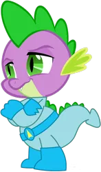 Size: 460x780 | Tagged: safe, artist:4-chap, artist:caffeinejunkie, artist:snicket324, derpibooru import, spike, dragon, clothes, costume, crossed arms, duck rogers, image, male, png, simple background, solo, transparent background