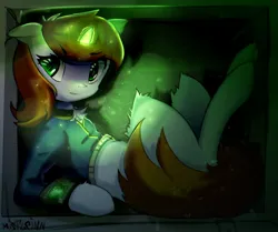 Size: 2200x1841 | Tagged: safe, artist:mistleinn, derpibooru import, oc, oc:littlepip, unofficial characters only, pony, unicorn, fallout equestria, clothes, female, glow, glowing horn, green eyes, horn, image, jpeg, pipbuck, solo