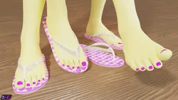 Size: 3840x2160 | Tagged: safe, artist:shadowboltsfm, derpibooru import, fluttershy, anthro, plantigrade anthro, 3d, 4k, barefoot, blender, feet, fetish, flip-flops, foot fetish, foot focus, high res, image, nail polish, not sfm, png, sandals, toes