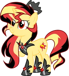 Size: 6728x7339 | Tagged: safe, artist:cloudyglow, artist:shootingstarsentry, derpibooru import, sunset shimmer, alicorn, pony, absurd resolution, alicorn amulet, alicornified, alternate universe, base used, corrupted, cutie mark, female, image, mare, png, race swap, red eyes, shimmercorn, simple background, smiling, transparent background