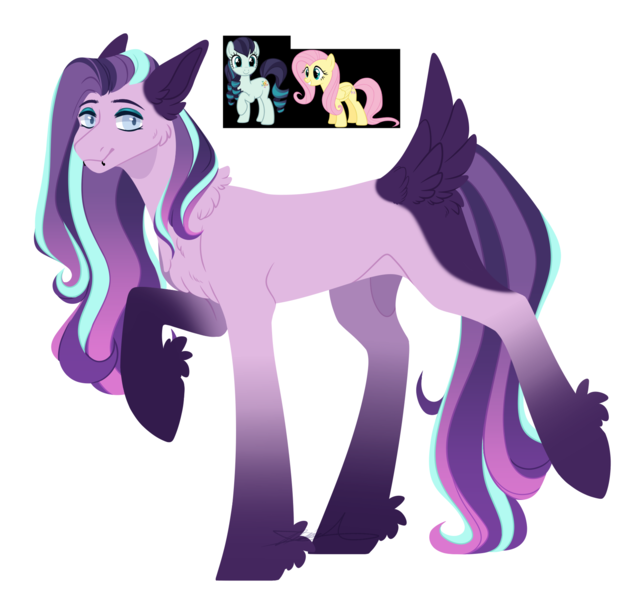 Size: 1700x1600 | Tagged: safe, artist:purplegrim40, derpibooru import, coloratura, fluttershy, oc, pegasus, pony, female, image, magical lesbian spawn, male, mare, offspring, parent:coloratura, parent:fluttershy, png, raised hoof, simple background, stallion, transparent background