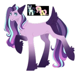 Size: 1700x1600 | Tagged: safe, artist:purplegrim40, derpibooru import, coloratura, fluttershy, oc, pegasus, pony, female, image, magical lesbian spawn, male, mare, offspring, parent:coloratura, parent:fluttershy, png, raised hoof, simple background, stallion, transparent background