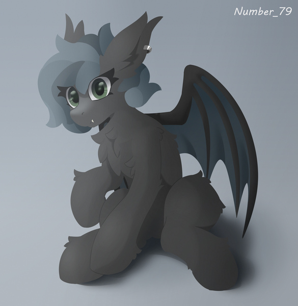 Size: 3635x3730 | Tagged: safe, artist:number_79, derpibooru import, oc, oc:batty, bat pony, image, jpeg, sitting, smiling