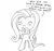 Size: 1266x1188 | Tagged: safe, artist:notawriteranon, ponybooru import, fluttershy, pegasus, pony, animal crossing, black and white, blushing, dialogue, grayscale, image, isabelle, lineart, monochrome, mouth hold, png, simple background, solo, talking to viewer, white background