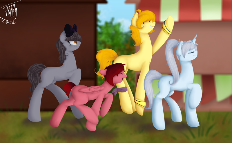 Size: 6500x4000 | Tagged: safe, artist:puffysmosh, derpibooru import, ponified, earth pony, pegasus, pony, unicorn, absurd resolution, blake belladonna, image, png, profile, ruby rose, rwby, weiss schnee, yang xiao long