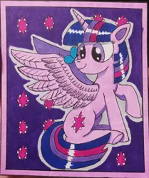 Size: 2992x3574 | Tagged: safe, artist:aking, derpibooru import, twilight sparkle, twilight sparkle (alicorn), alicorn, butterfly, insect, pony, butterfly on nose, image, insect on nose, jpeg, solo, traditional art