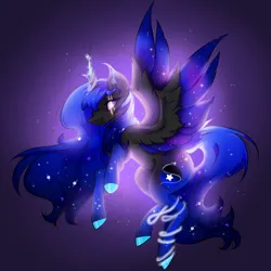 Size: 3204x3202 | Tagged: safe, artist:thelazyponyy, derpibooru import, oc, unofficial characters only, alicorn, pony, alicorn oc, ethereal mane, eye scar, horn, image, png, scar, solo, starry mane, wings