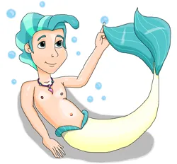 Size: 1187x1103 | Tagged: safe, artist:ocean lover, derpibooru import, terramar, human, merboy, mermaid, merman, belly button, bubble, chest, cute, disney style, fins, hand, human coloration, humanized, image, jewelry, looking up, lying down, male, mermanized, necklace, pearl necklace, png, pointing, shiny skin, simple background, teenager, terrabetes, transparent background, white background