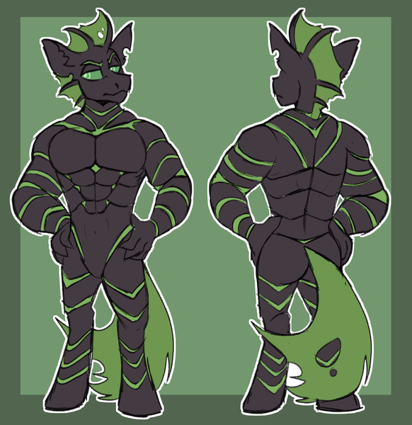Size: 970x1000 | Tagged: safe, artist:rockin_candies, derpibooru import, oc, oc:villainshima, unofficial characters only, anthro, hybrid, anthro oc, bipedal, full body, image, png, reference sheet, simple background, solo, standing