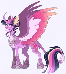 Size: 1171x1306 | Tagged: safe, artist:wanderingpegasus, derpibooru import, princess twilight 2.0, twilight sparkle, twilight sparkle (alicorn), alicorn, pony, the last problem, alternate hairstyle, chest fluff, curved horn, cute, female, freckles, hoof shoes, horn, image, jewelry, leg fluff, leonine tail, mare, markings, older, older twilight, png, redesign, regalia, solo, tail, twiabetes, twitterina design