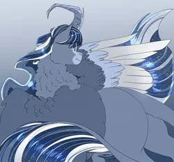 Size: 2048x1906 | Tagged: safe, artist:inisealga, derpibooru import, twilight sparkle, twilight sparkle (alicorn), alicorn, pony, abstract background, alternate design, colored wings, facial markings, female, glasses, horn, image, jpeg, leonine tail, mare, multicolored hair, multicolored mane, multicolored tail, multicolored wings, neck fluff, redesign, solo, spread wings, tail, wing fluff, wings