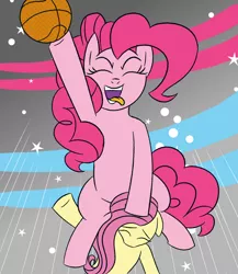 Size: 1500x1730 | Tagged: safe, artist:legendoflink, derpibooru import, fluttershy, pinkie pie, earth pony, pegasus, pony, basketball, dunked on, dunking, eyes closed, image, jumping, meme, png, redraw, simple background, sports, tongue out