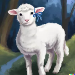 Size: 1024x1024 | Tagged: artist needed, source needed, useless source url, safe, derpibooru import, machine learning generated, oc, oc:prey, sheep, fanfic:prey and a lamb, fanfic art, image, lamb, no pony, png, ribbon