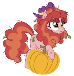 Size: 3067x3140 | Tagged: safe, artist:third uncle, derpibooru import, tree h. hooffield, earth pony, pony, cowboy hat, female, hat, haystick, hooffield family, image, mare, png, pumpkin, raised hoof, simple background, transparent background