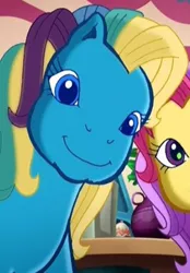 Size: 462x665 | Tagged: safe, derpibooru import, screencap, apple spice, seaspray (g3), earth pony, pony, a very pony place, positively pink, close-up, cropped, cute, female, g3, g3 adoraspray, image, mare, offscreen character, png, smiling, solo