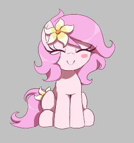Size: 264x283 | Tagged: safe, artist:thebatfang, derpibooru import, oc, oc:kayla, unofficial characters only, earth pony, pony, aggie.io, blushing, cute, eyes closed, female, filly, flower, flower in hair, foal, image, mare, picture for breezies, png, simple background, sitting