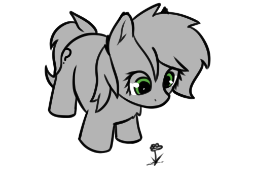 Size: 499x367 | Tagged: safe, artist:neuro, oc, oc:anonfilly, unofficial characters only, earth pony, pony, earth pony oc, female, filly, flower, gray, image, png, simple background, solo, transparent background