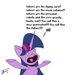 Size: 1532x1576 | Tagged: safe, artist:tyleks, derpibooru import, twilight sparkle, pony, unicorn, calvin and hobbes, female, image, mare, meme, parody, png, simple background, solo, unicorn twilight, white background, yelling