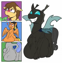 Size: 2031x2048 | Tagged: suggestive, artist:ponyfusk, derpibooru import, oc, unofficial characters only, changeling, earth pony, pegasus, pony, unicorn, abdominal bulge, belly, belly on floor, big belly, burp, changeling oc, cutie mark, digestion, earth pony oc, female, horn, huge belly, image, jpeg, male, mare, pegasus oc, stallion, unicorn oc, vore, wings