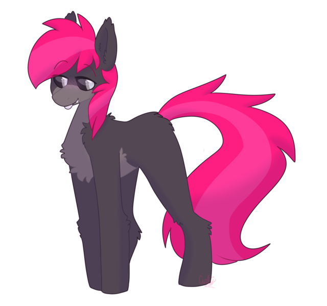 Size: 1600x1500 | Tagged: safe, artist:puppie, derpibooru import, oc, oc:gruffy, unofficial characters only, earth pony, pony, black sclera, blushing, chest fluff, image, png, simple background, smiling, solo, tongue out