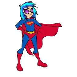 Size: 1000x1000 | Tagged: safe, artist:thatradhedgehog, derpibooru import, vinyl scratch, equestria girls, dc comics, image, png, simple background, superman, transparent background