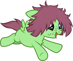 Size: 1997x1658 | Tagged: safe, artist:lightning stripe, derpibooru import, oc, oc:watermelon success, unofficial characters only, pegasus, pony, blank flank, blue eyes, chest fluff, commission, cute, derpibooru exclusive, female, filly, floppy ears, foal, freckles, happy, image, jumping, mare, messy mane, ocbetes, open mouth, outstretched arms, png, red mane, show accurate, simple background, solo, spread wings, transparent background, vector, wings, young