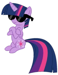 Size: 570x735 | Tagged: safe, artist:ivuiadopts, artist:twilyisbestpone, derpibooru import, twilight sparkle, twilight sparkle (alicorn), alicorn, pony, base used, crossed hooves, female, frown, image, mare, png, simple background, sitting, solo, sunglasses, swag, transparent background