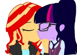 Size: 808x574 | Tagged: safe, artist:sunriseshimmer1275, derpibooru import, sci-twi, sunset shimmer, twilight sparkle, equestria girls, duo, duo female, female, image, jpeg, kissing, lesbian, scitwishimmer, shipping, sunsetsparkle