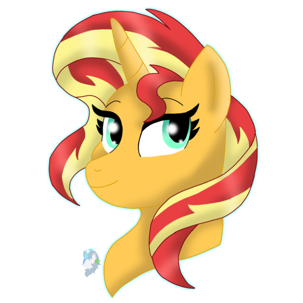 Size: 894x894 | Tagged: safe, artist:nightlightartz, derpibooru import, sunset shimmer, pony, unicorn, bust, female, image, mare, png, simple background, transparent background